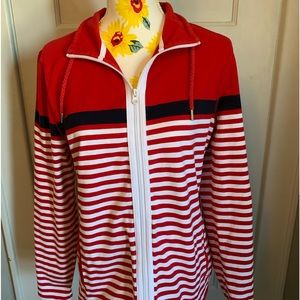 Talbot casual sport track jacket size large, colors are red, white, and blue.